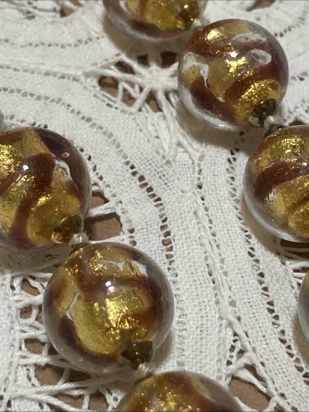 Gold Glass Bead Necklace - Picture 12 of 12